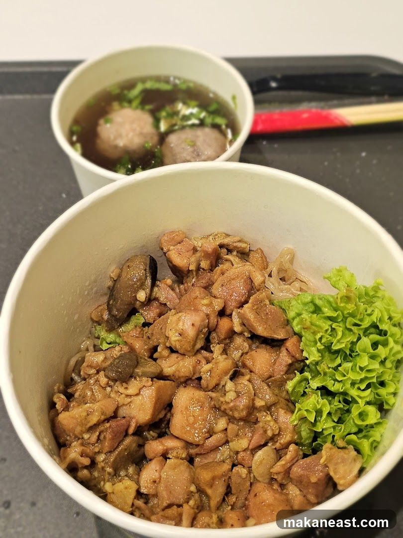 Chicken and Mushroom Rice Bowl with Meatball Soup