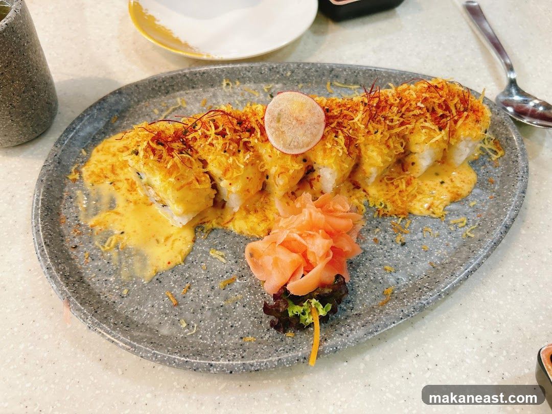 Sushi Roll with Sauce and Ginger