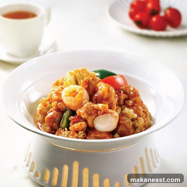 Sweet and Sour Dish with Shrimp and Cauliflower