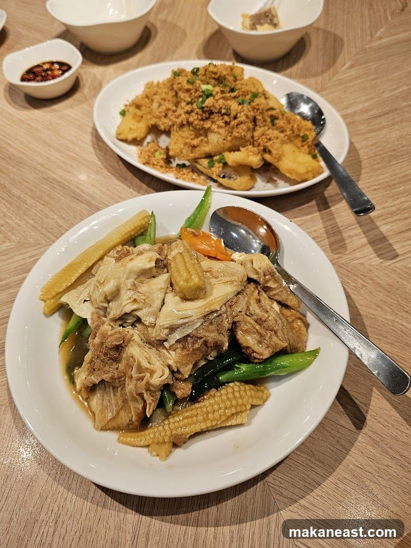 Two plates of food on a table