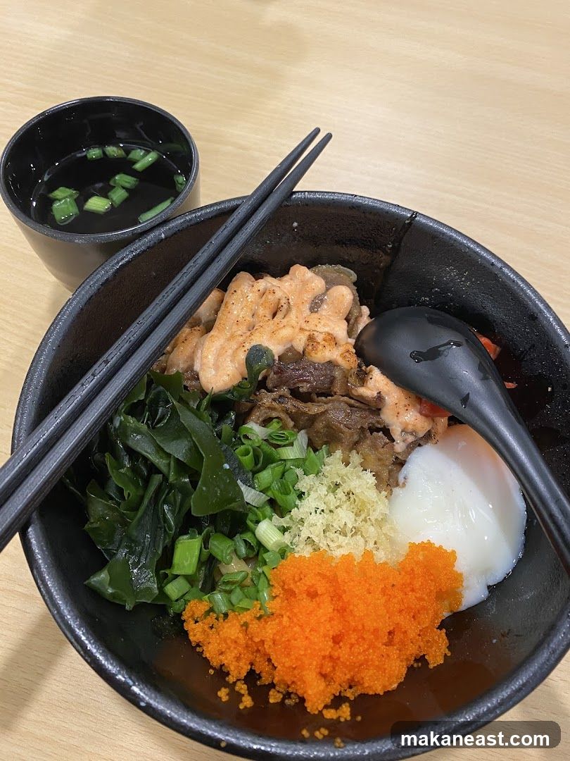 Donburi with Salmon and Beef