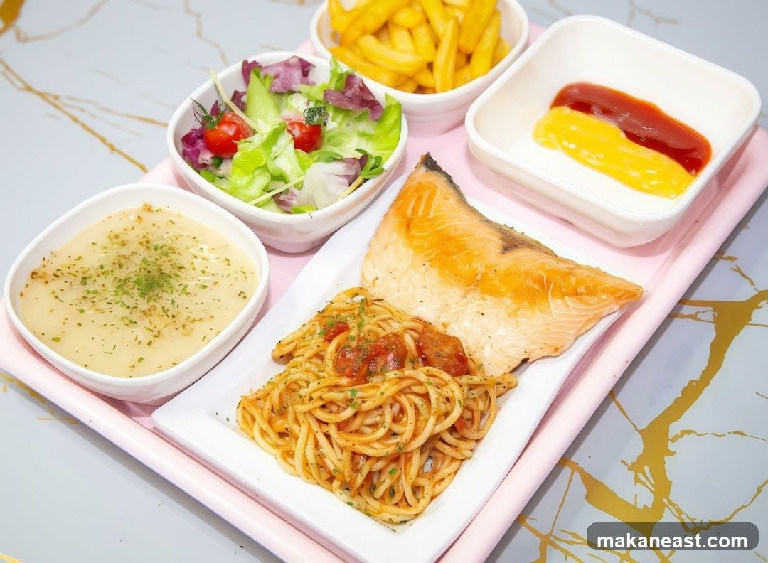 Salmon and Spaghetti Meal