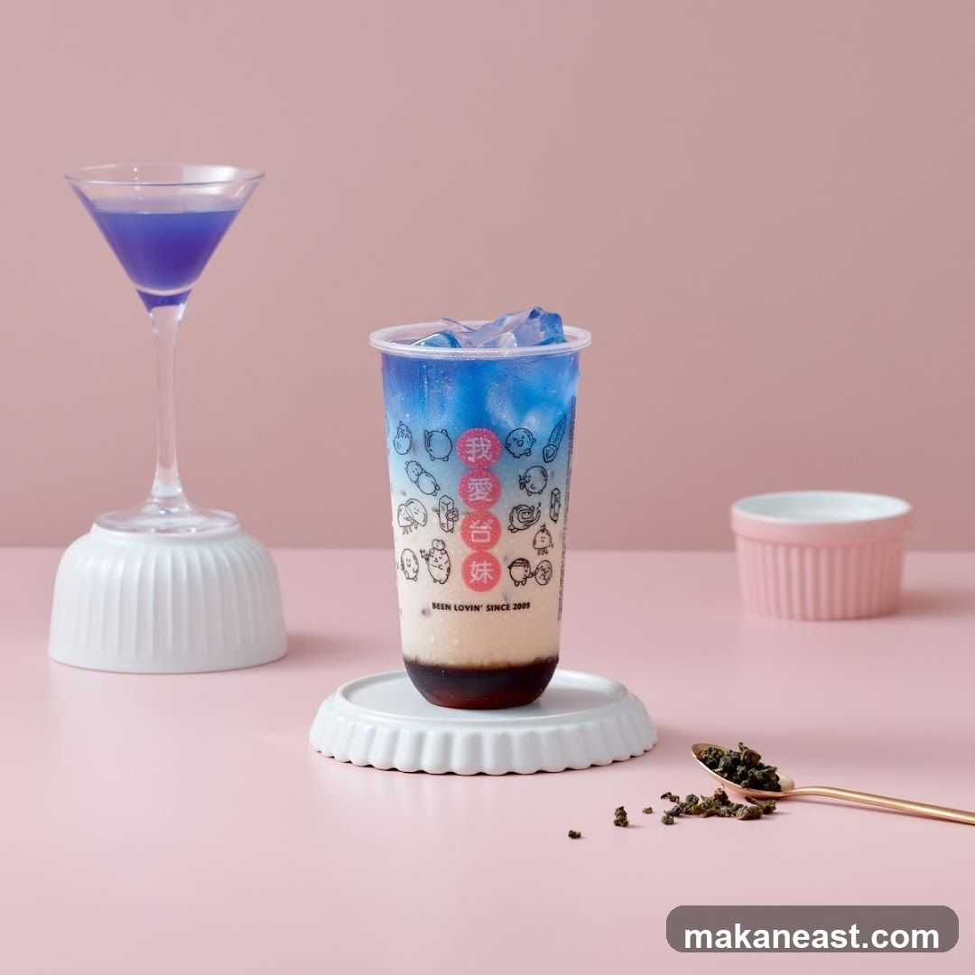 Blue and White Drink with Martini Glass