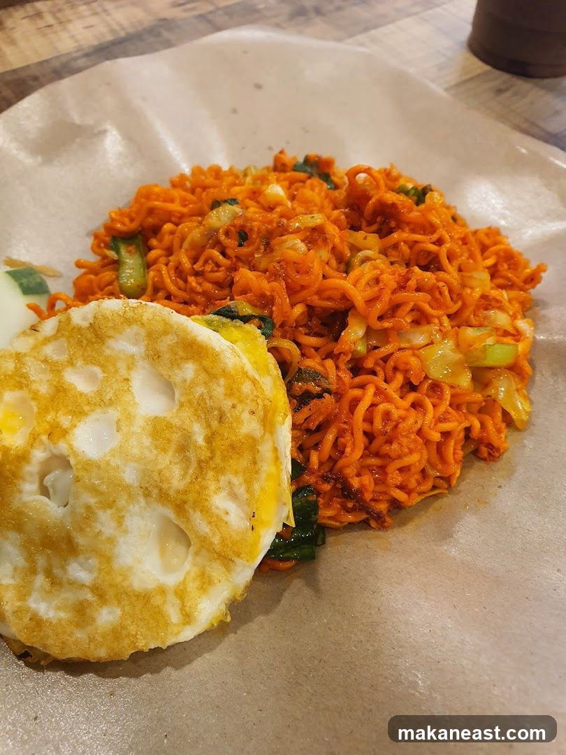 Spicy Noodles with Fried Egg