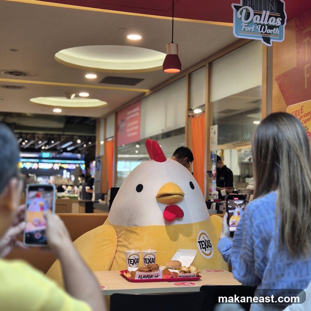 Giant Chicken Mascot with Food