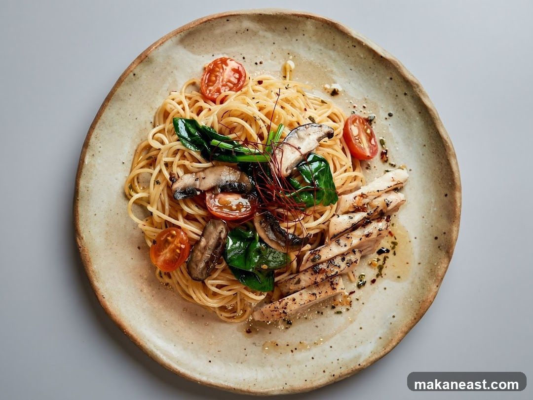 Spaghetti with Chicken and Mushrooms