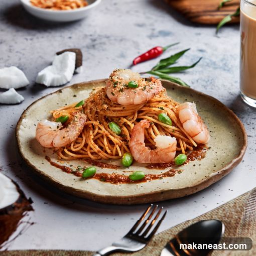 Shrimp Pasta with Coconut and Chili