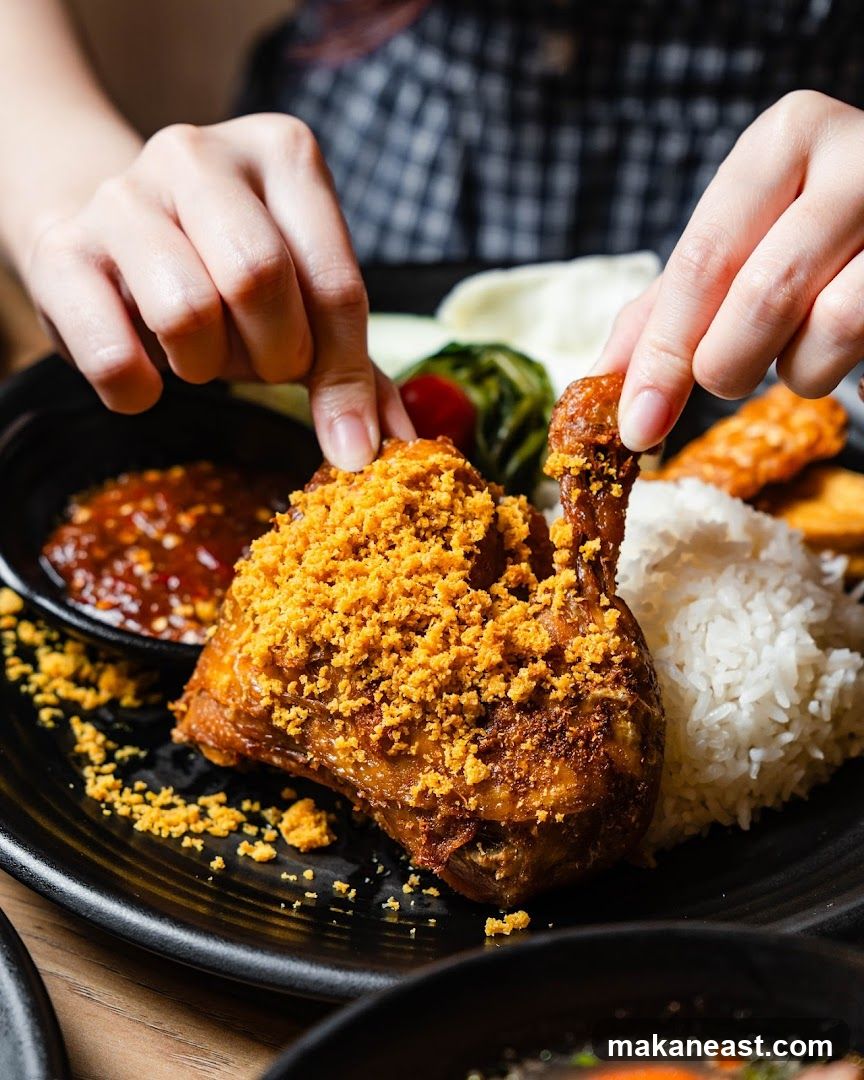 Fried Chicken with Rice and Chili Sauce