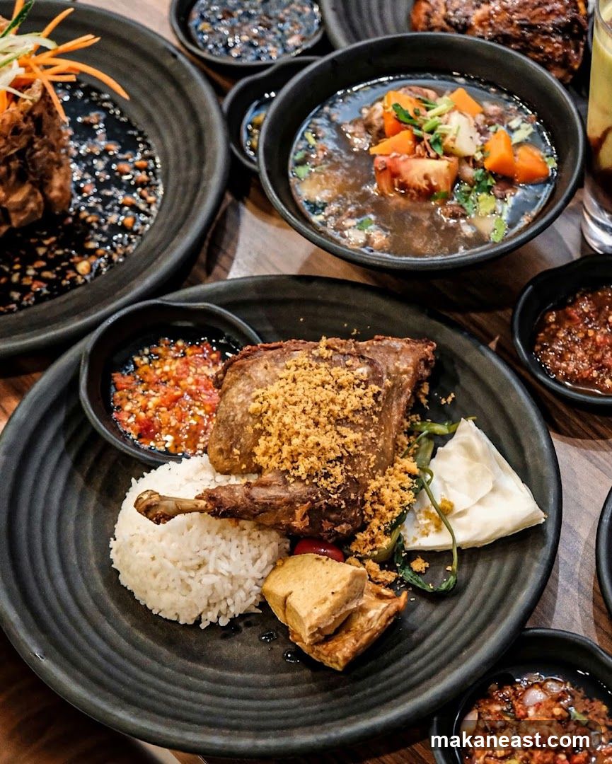 Fried Duck with Rice and Condiments