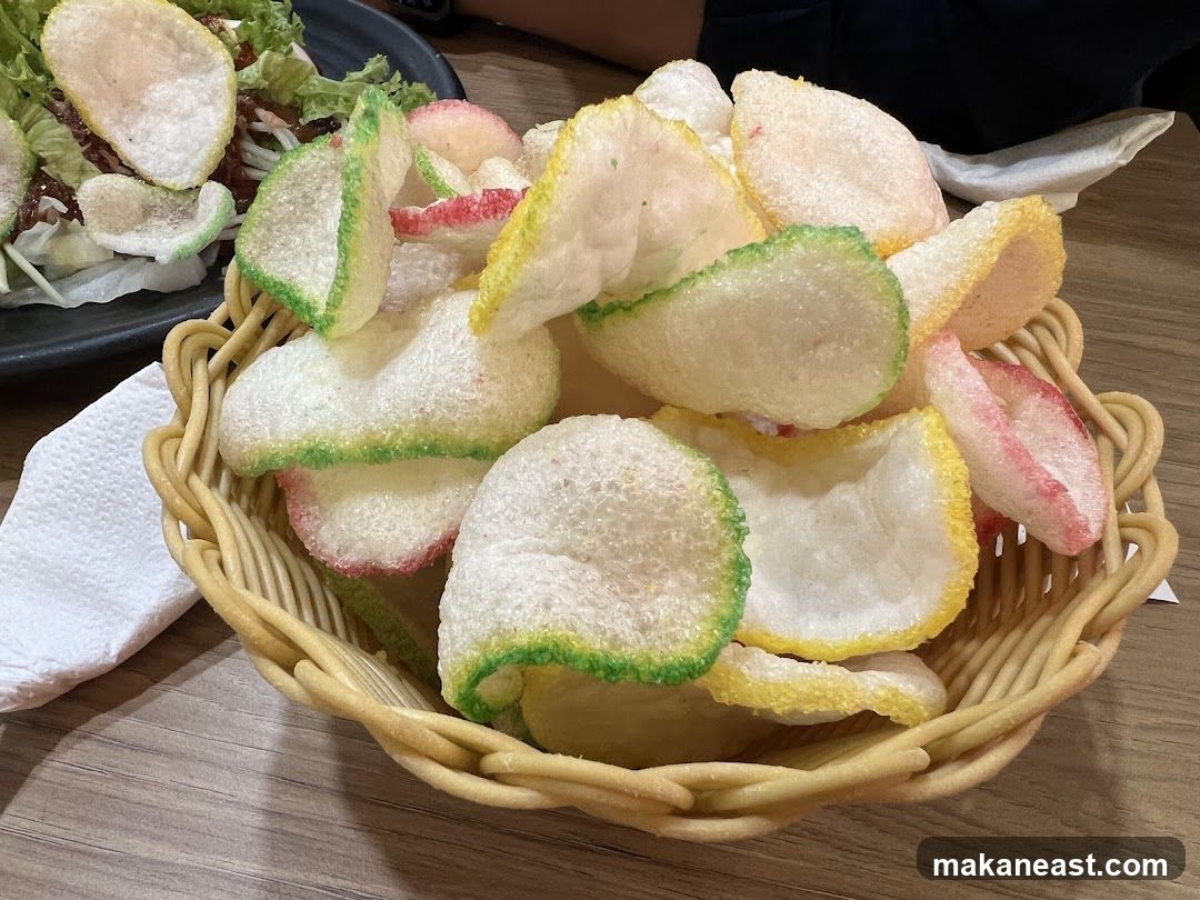 Colorful Prawn Crackers in a Basket