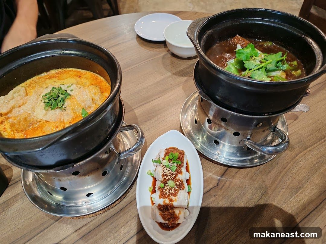 Two Clay Pot Dishes and Appetizer