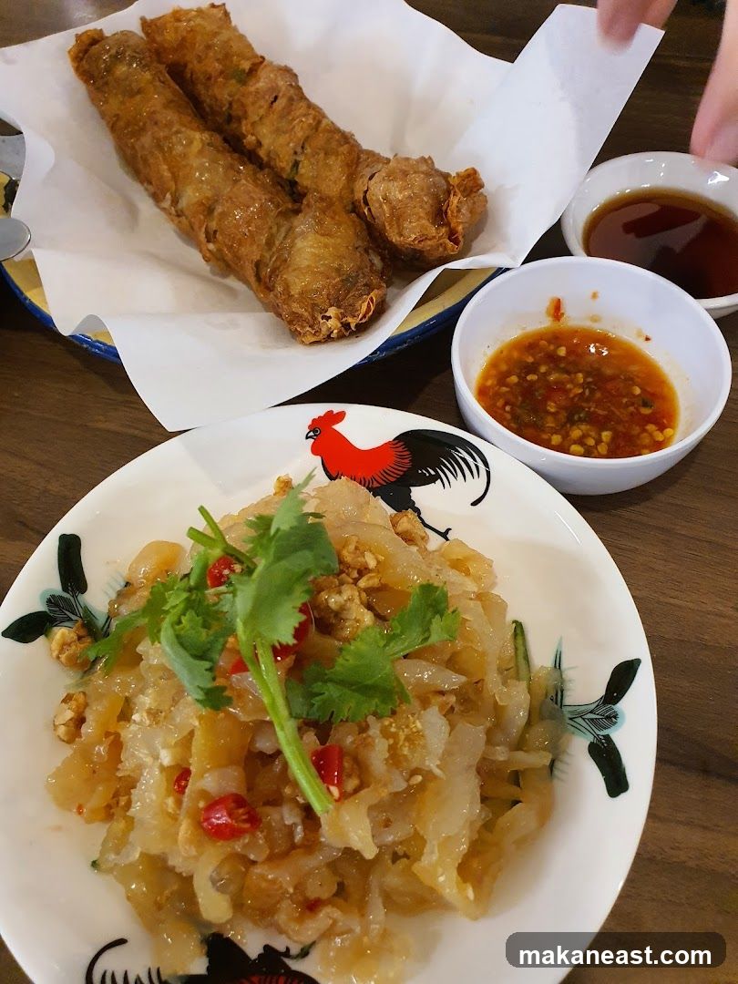 Fried Rolls and Jellyfish Salad