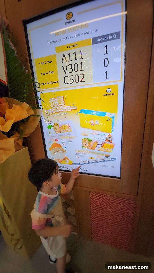 Genki Sushi Waiting Screen and Menu