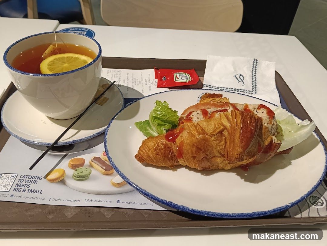 Croissant Sandwich and Tea