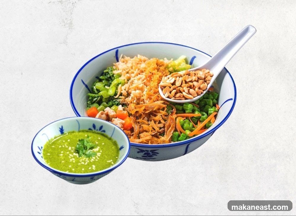Bowl of food with dipping sauce