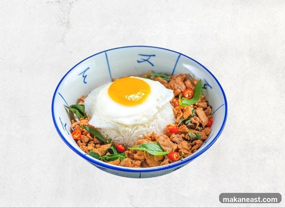 Basil Chicken Rice with Fried Egg