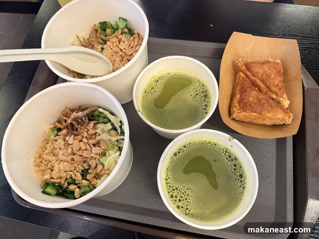 Meal with Rice Bowls and Matcha