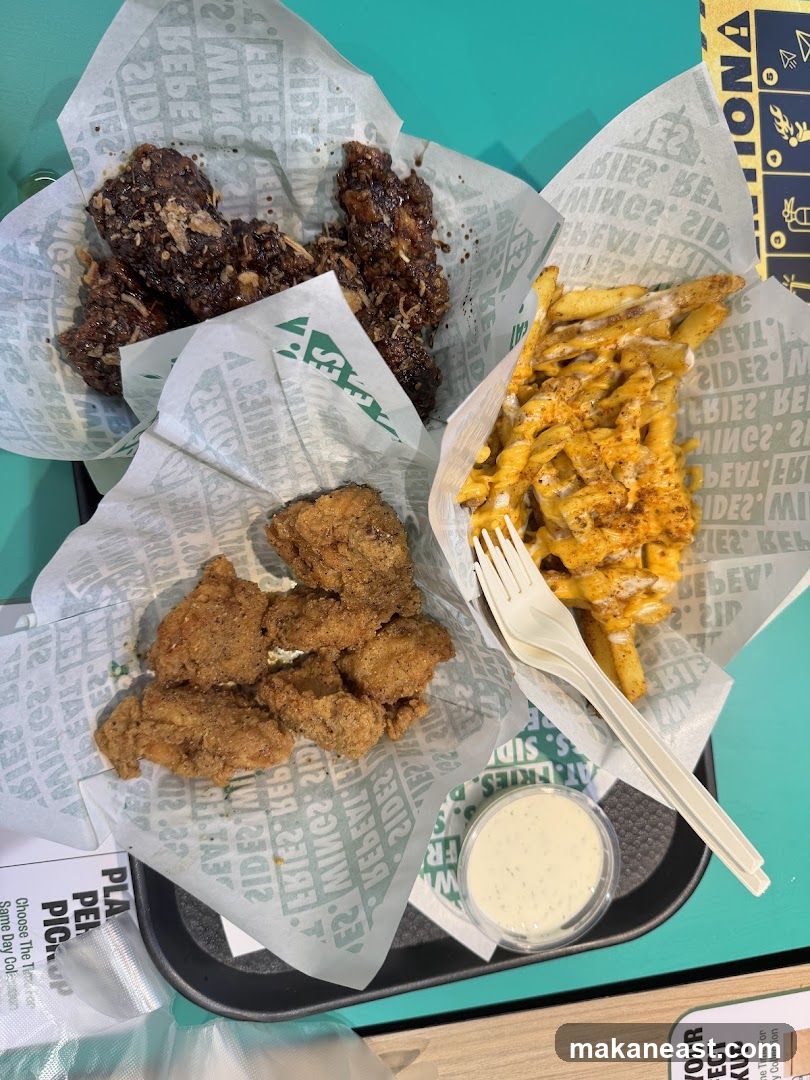 Chicken wings and fries