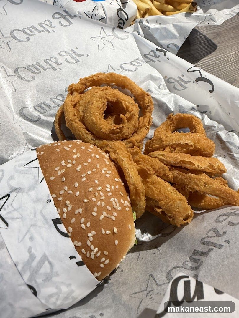 Burger and Onion Rings