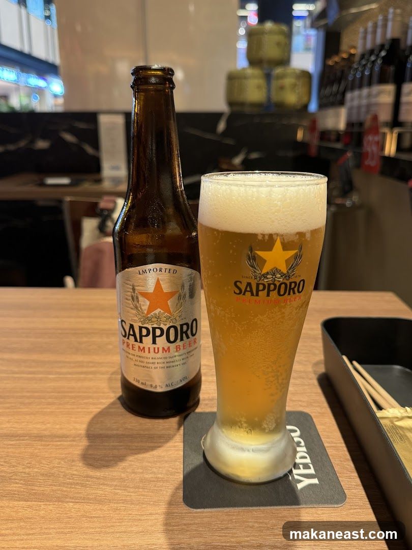 Sapporo Beer Bottle and Glass