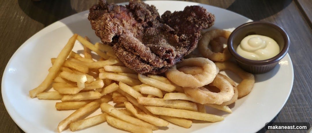 Fried Chicken with Fries and Onion Rings