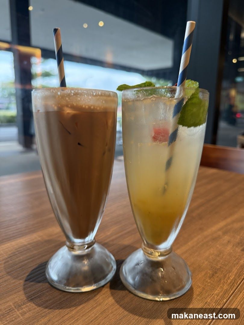 Two drinks on a table