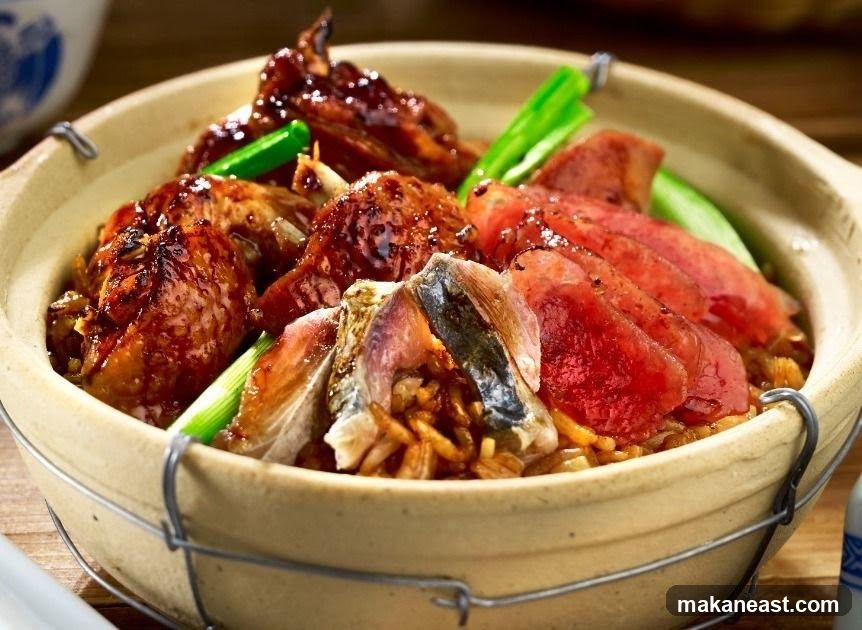 Clay Pot Rice with Chicken, Sausage, and Fish