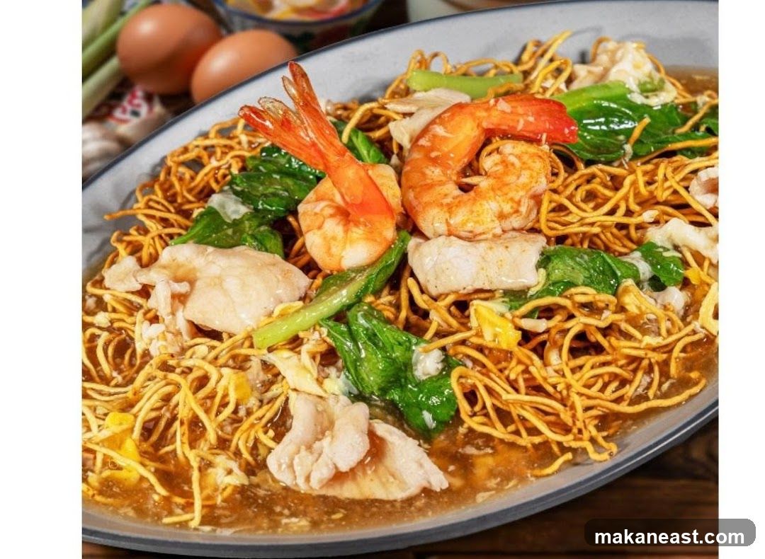 Crispy Noodles with Seafood and Vegetables