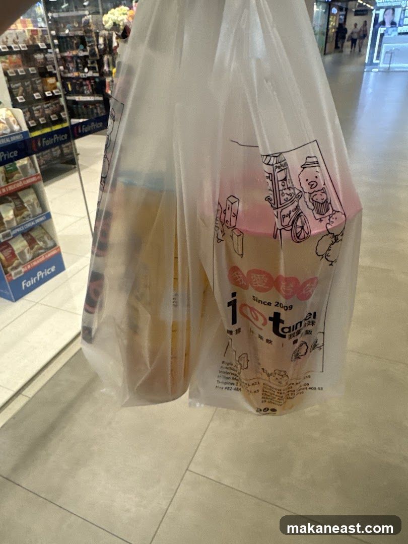 Plastic bag with drinks