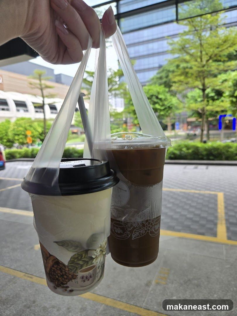 Two drinks in plastic bags