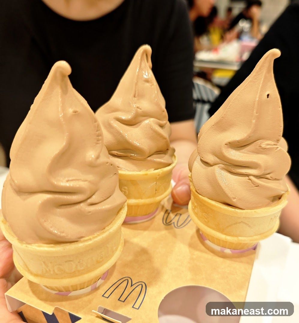 Three Chocolate Soft Serve Cones