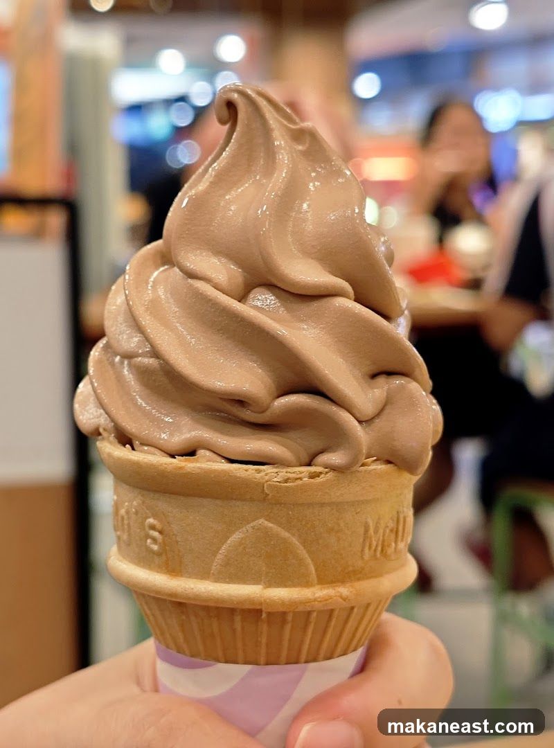Chocolate Soft Serve Ice Cream Cone