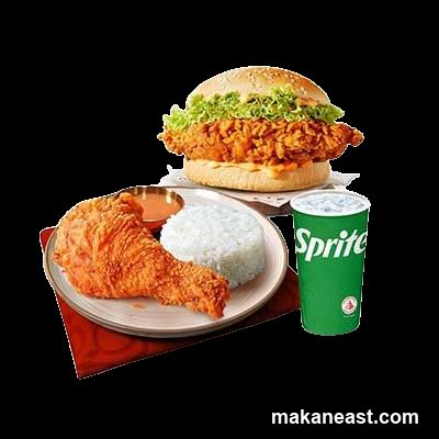 Fried Chicken Meal with Burger and Sprite