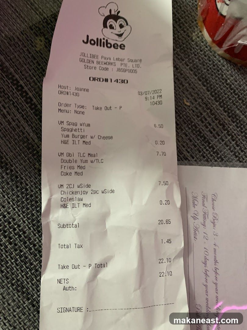 Jollibee Receipt