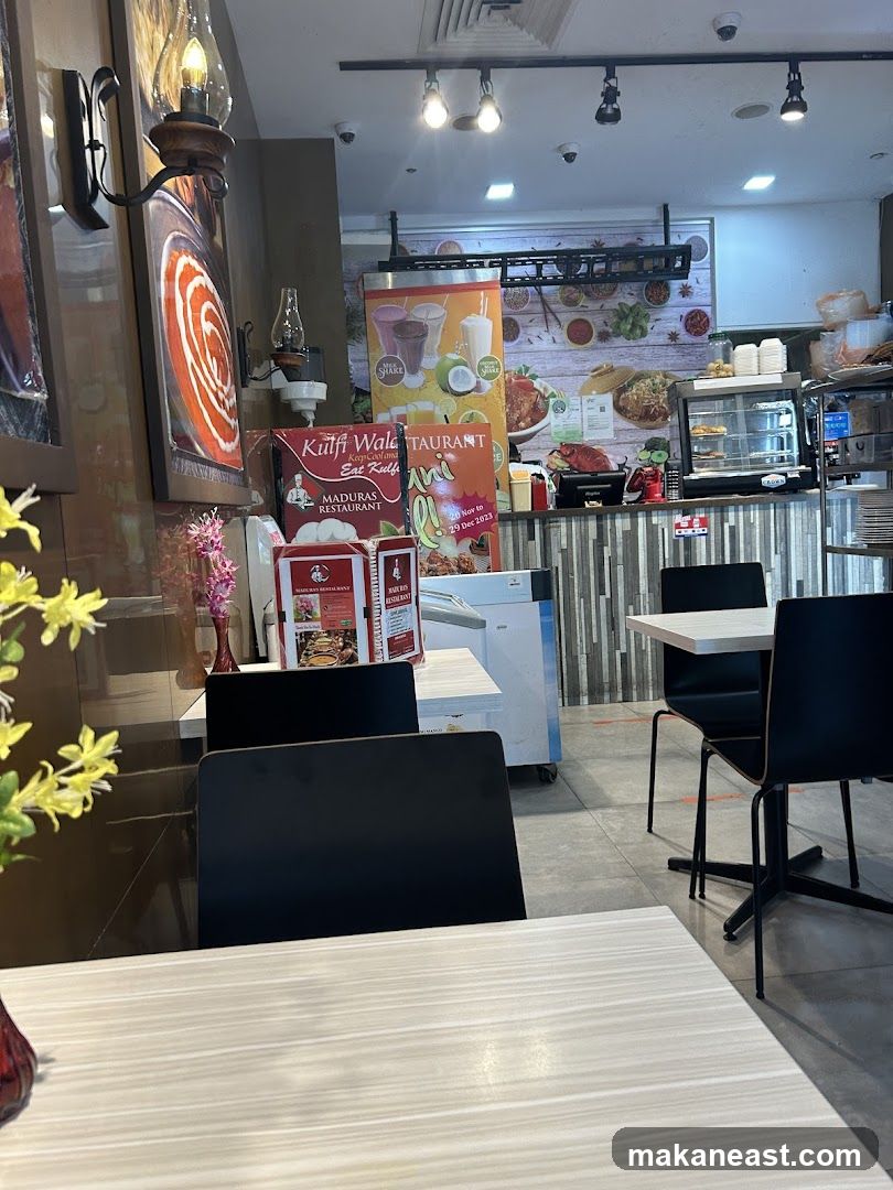 Restaurant Interior with Menu Displays