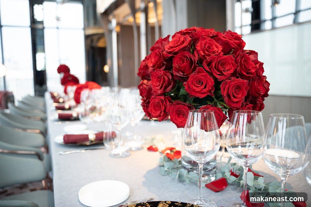 Elegant Table Setting with Red Roses