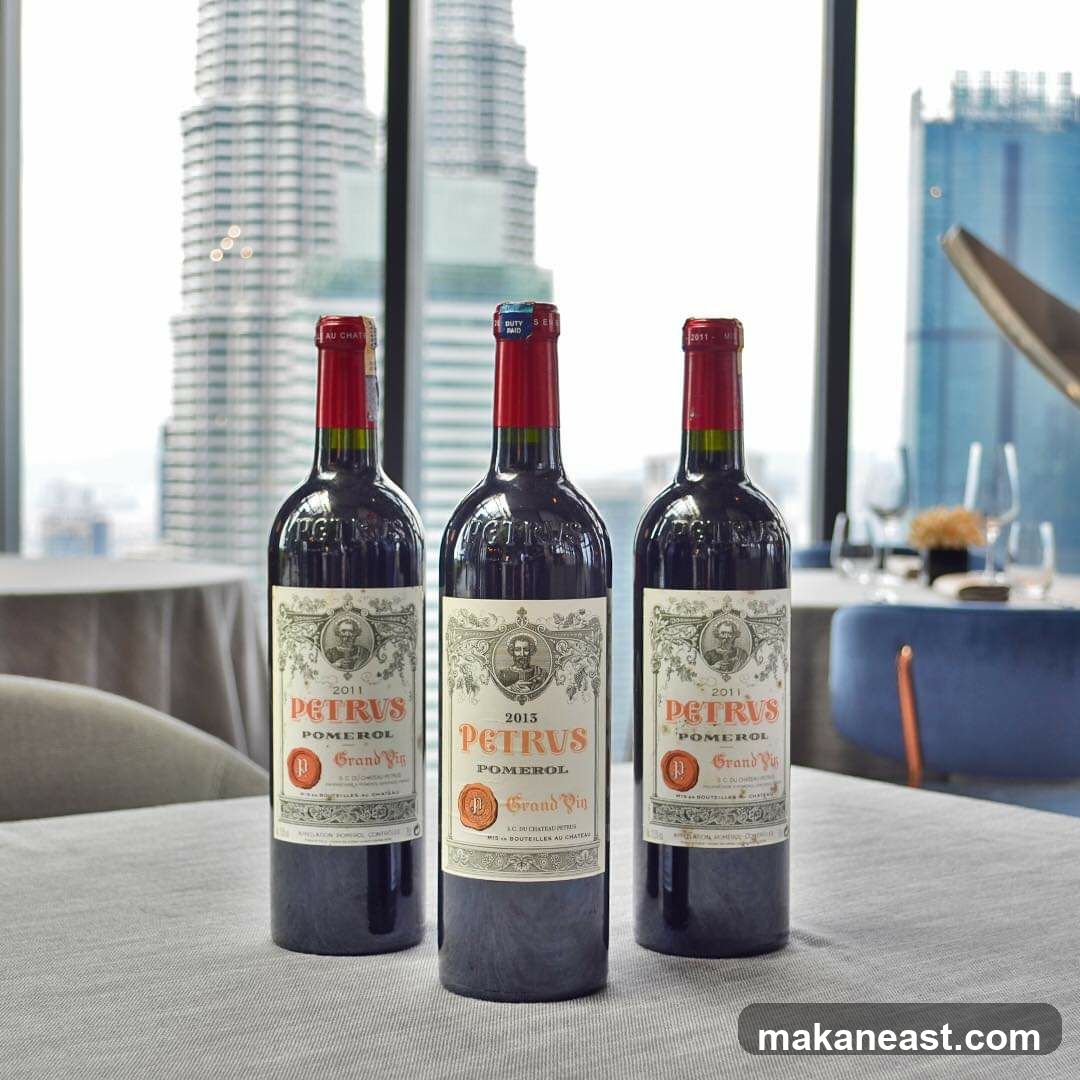 Three bottles of Petrus wine