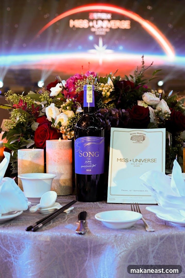 Table setting with wine bottle and menu