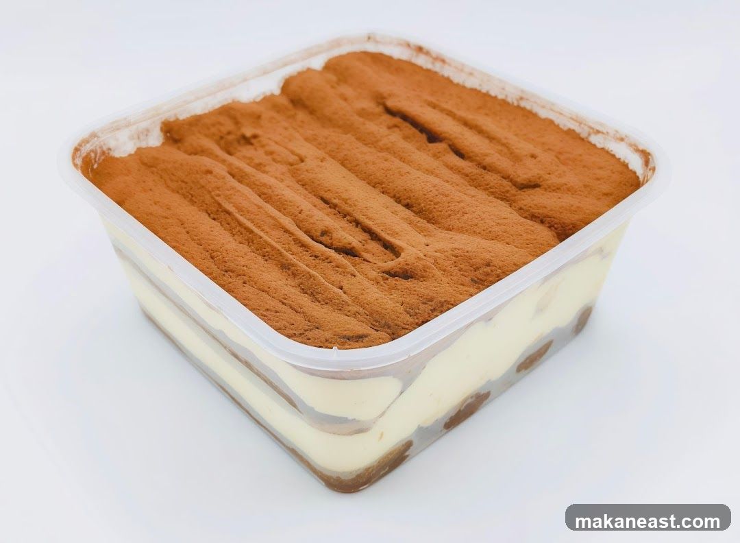 Tiramisu in a clear plastic container
