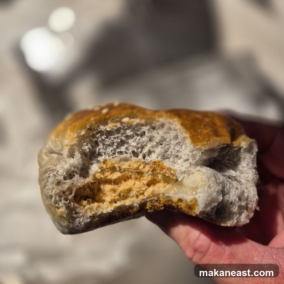 Close-up of a filled bread roll