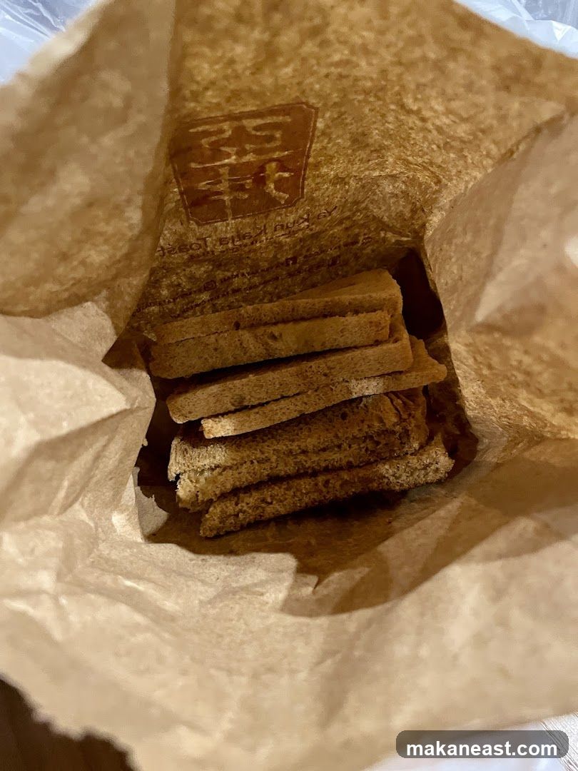 Toast slices in a paper bag