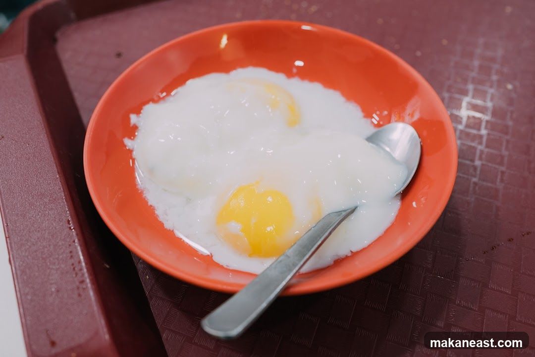 Soft-boiled eggs in a bowl