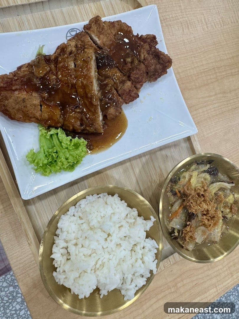 Fried Pork Chop with Rice and Side Dish