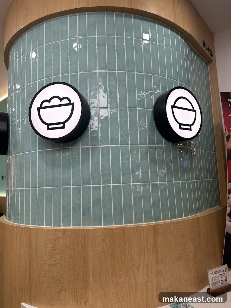 Restaurant Interior with Rice Bowl Icons