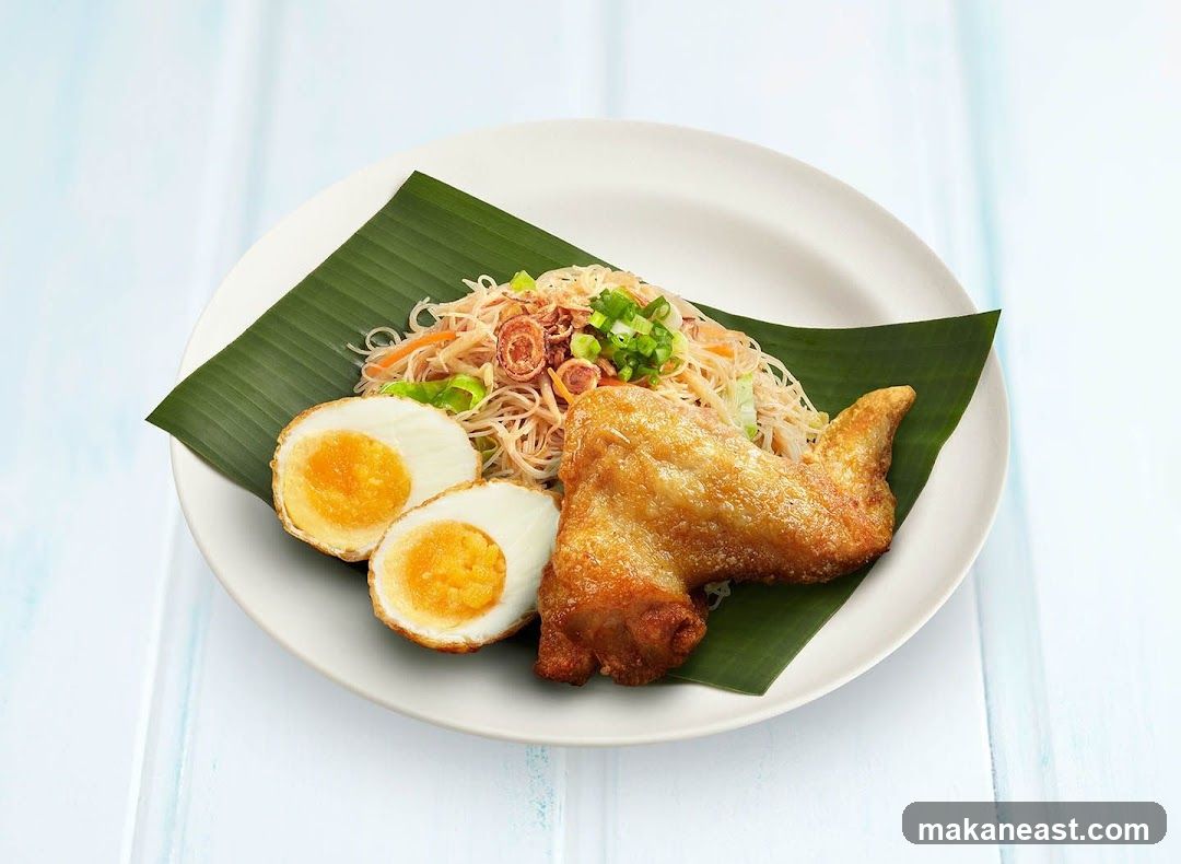 Fried Chicken Wing with Noodles and Eggs
