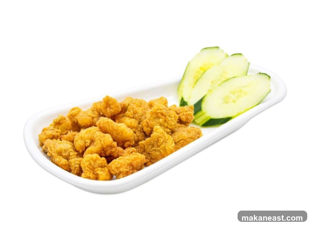 Fried Chicken Bites with Cucumber Slices