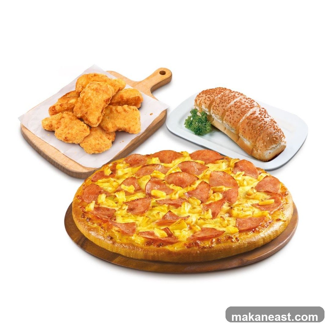 Pizza, Nuggets, and Sandwich