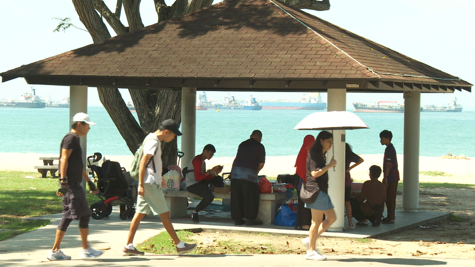 Picnic pavilion on East Coast Park beach near East Coast Lagoon Food Village