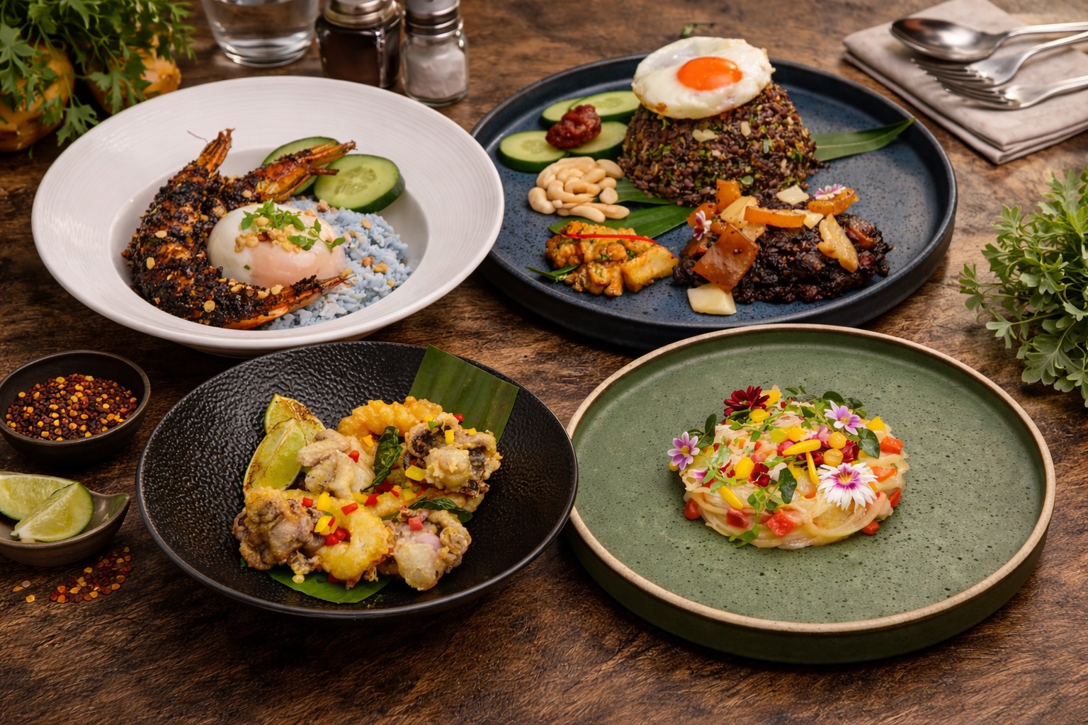 Baba Chews 2026 Katong dishes including nasi lemak risotto and ayam buah keluak fried rice